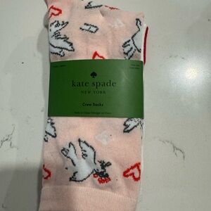 Kate Spade Pink Socks with Dove and Heart Design